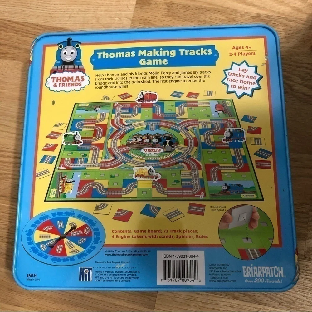 Thomas the Tank Engine Making Tracks Board Game Metal Tin Case Kids Briarpatch